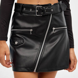 ผู้ผลิตกระโปรงหนังผู้หญิงที่ดีที่สุด กระโปรงหนังแฟชั่นพร้อมเข็มขัดรัด ซิป และกระเป๋า  สำหรับใส่ลำลองทั่วไป - Product Image 3