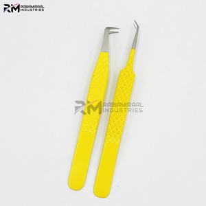 ชุดแหนบต่อขนตาจับขนตาสแตนเลสผลิตภัณฑ์อันดับสูงสุดของ RMI ปลายเงินและเคลือบผงสีเหลือง - Product Image 2