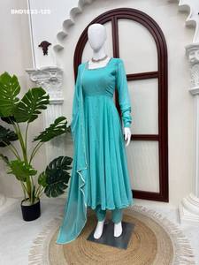 Best Quality Faux Georgette with Mirror Hand work & Full-Sleeve & Full-Flared Anarkali Suit-Pant-Dupatta Set Worldwide Supplier - Product Image 4