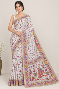 Sari de georgette khaddi puro de Vrindavan Radha Krishna - Product Image 4