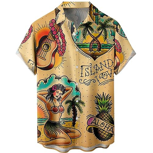 Men Hawaiian Beach <b>Shirts</b> Summer Short Sleeve Slim Fit 100% Polyester Twill Tropical Floral Print Casual <b>Button</b> Quick Dry - Product Image 3