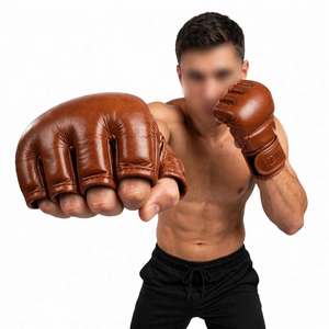 Gants de boxe et de MMA personnalisables OEM en PU marron 16oz, légers, unisexes, pour l'entraînement et le combat en arts martiaux - Product Image 5
