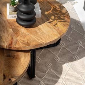 Ensemble de tables basses gigognes rondes industrielles en bois Vandana Zenova Prime pour un décor moderne - Product Image 2