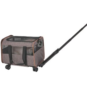 Borsa da trasporto per animali domestici con ruote approvata dalle compagnie aeree, per cani e gatti, con manico telescopico e tracolla, comoda borsa con ruote - Product Image 1