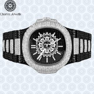 Montre de luxe pour homme Charm, boîtier en acier inoxydable 40 mm, mouvement mécanique, date automatique, accents de diamants, bracelet en acier inoxydable, 10 bars - Product Image 3