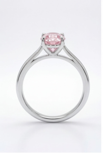 แหวนเพชรทรงรีสีชมพูสุดหรู แหวนหมั้นแบบมินิมอล - Product Image 2