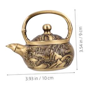 Mini Tetera Decorativa con Acabado Dorado, Tetera para Calentar Agua, Mini Tetera de Estilo Retro en Cobre, Figura Decorativa para Cocina y Viajes - Product Image 6