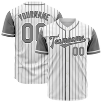 Maillot de baseball pour homme, rayé, manches courtes, polyester, fermeture à boutons, nom et numéro personnalisés, évacuation de l'humidité