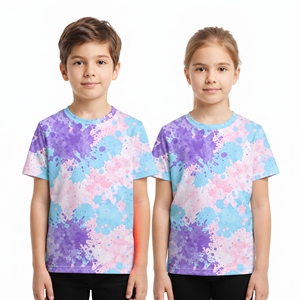 Camiseta Infantil Sublimada Multicolor al por Mayor, Tops Unisex de Ocio, Manga Corta, Cuello Redondo, Ropa Casual Infantil Estampada - Product Image 5
