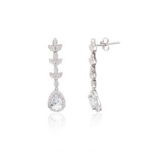 14K Art Deco Aquamarine and <b>Diamond</b> <b>Dangle</b> <b>Earrings</b> - Product Image 5