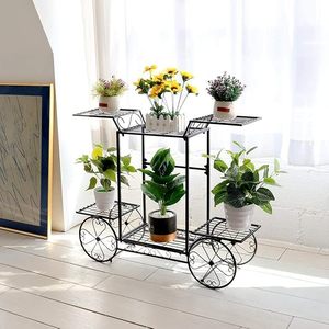 Soporte de Metal Decorativo para Plantas con Ruedas, Soporte de Hierro de 3 Niveles para Macetas, para Interiores, Exteriores, Jardín, Balcón, Patio - Product Image 3