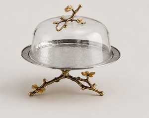 Support à gâteau de luxe en verre et métal avec dôme et cloche, présentoir à desserts écologique pour mariage - Product Image 5