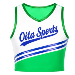 Camiseta Deportiva Verde sin Mangas para Animadoras, Uniforme Deportivo Transpirable, Ropa Deportiva Personalizada para Entrenamiento de Equipo, Ropa de Alto Rendimiento - Product Image 1