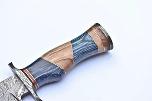 Cuchillos Bowie Estilo Damasco para Caza y Camping, Cuchillo de Hoja Fija, Cuchillos Bowie de Supervivencia para Exteriores, Herramienta de Hoja Fija de Acero Inoxidable - Product Image 3