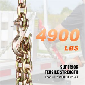 Accessori per il Controllo del Carico: Ganci a Forcella per Catena di Traino Rinforzati 5/16" x 10.3FT - Capacità di Carico Sicura 4900 Libbre per Fissaggio Trasporto - Product Image 5