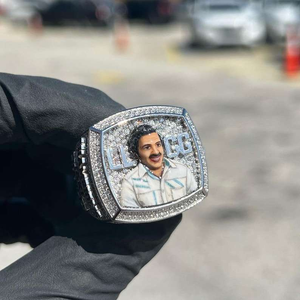 Luxury Custom Photo Moissanite <b>Ring</b> Iced Out Portrait <b>Ring</b> Hip Hop <b>Statement</b> <b>Ring</b> <b>Silver</b> Tone Personalized Jewelry - Product Image 3