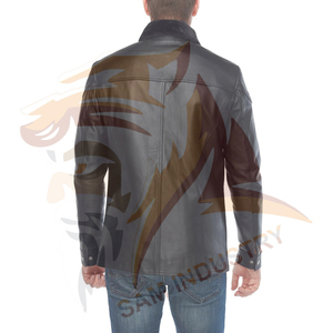 Vestes en cuir à motifs unis pour hommes, vente directe d'usine, vestes d'hiver en cuir véritable pour hommes en gros - Product Image 3