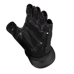 Half Finger <b>Weight</b> Lifting <b>Gloves</b> Black PU Gym Fitness Unisex Pull on Adjustable Wrist Strap - Product Image 1