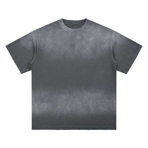 Acid <b>Wash</b> Vintage Graphic T-Shirt for Men Custom Logo Oversized Cotton Short Length - Product Image 2