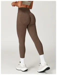 Leggings Deportivos de Cintura Alta, Tejido Sin Costuras, Ecológicos, 220g, Largos, Color Sólido, Elásticos, Compresivos para Mujer - Product Image 2