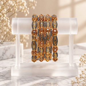 Juego de Brazaletes Étnicos de Latón con Diseño de Hojas y Circones de Jewels by Hasan para Mujer, Joyería Artificial para Fiestas, Venta al Por Mayor de Fábrica - Product Image 4