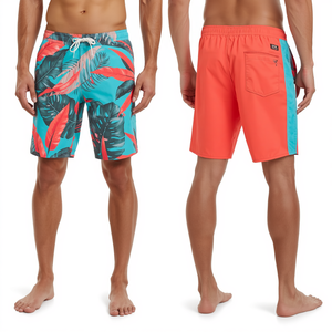 Shorts de bain de luxe pour hommes à imprimé tropical, avec tissu à séchage rapide, design estival haut de gamme pour la plage et doublure en maille. - Product Image 4