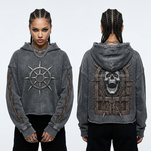 Vintage 400GSM Sleeveless Hoodie Women Plague Doctor Graphic <b>Rat</b> Print Distressed Tan Hooded Vest Streetwear Factory Custom - Product Image 2