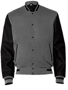 <b>Men's</b> <b>Canvas</b> Varsity Letterman <b>Jacket</b> with Faux Leather Sleeves Custom Front Logo Baseball Bomber Style - Product Image 3