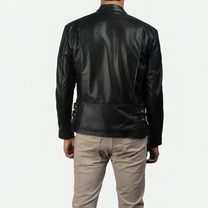 Premium Full Grain Cowhide Leather Moto Jacket <b>Men</b> Asymmetric Zip Slim Cut Streetwear Bulk Order Factory Price - Product Image 4