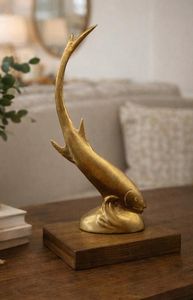 Pièce décorative élégante en laiton en forme de poisson, d'inspiration artistique océanique, pour la maison, le bureau et l'intérieur des restaurants - Product Image 3