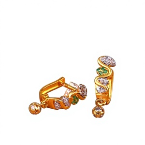 Pendientes de Clip de estilo Bali de oro de 18 quilates de lujo para mujer Diamante de corte brillante Ropa moderna étnica Estilo de moda Gran idea de regalo Kala - Product Image 1