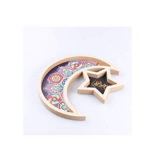 Bandeja de madera con forma de estrella y luna, diseño impreso en madera, para servir comida, bandeja de madera para exhibir, decoración de mesa, Navidad - Product Image 2