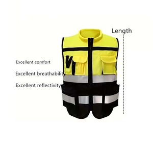 Gilet réfléchissant haute visibilité, jaune fluorescent, vert, sans manches, vêtements de travail, fermeture éclair sur le devant - Product Image 6
