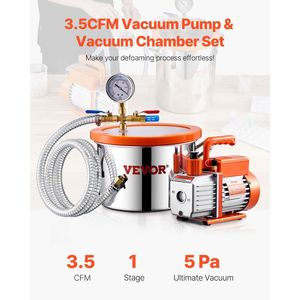 Camera a Vuoto Monostadio da 1,5 Galloni con Pompa da 3,5 CFM, Kit con Vaso a Pressione in Acciaio Inossidabile per Degassaggio, Durevole ed Efficiente - Product Image 2