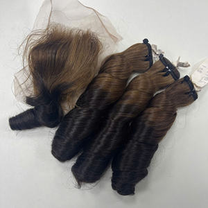 ผมต่อแบบม้วนคู่สีน้ำตาลสุดๆแบบกระจุกคู่ทำจากผ้าลูกไม้ของมนุษย์แท้จากเวียดนาม100% - Product Image 1