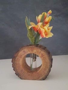 Vase à fleurs en bois massif élégant et personnalisable pour la décoration de maison de luxe, vase à fleurs en bois de style campagnard pour la décoration de style rustique - Product Image 5