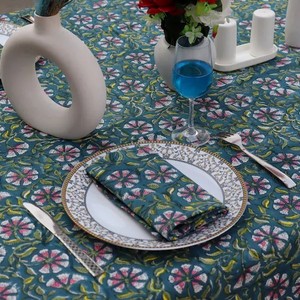 Mantel de Algodón con Estampado Floral, Tamaño Personalizado, Elegante Mantel con Estampado Indio, Diseño Étnico, Mantel Rectangular Estampado - Product Image 5