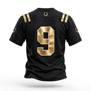 Custom Black Gold American Football Jersey Men Short Sleeve Sports Team Uniform Breathable <b>Mesh</b> Athletic Game <b>Shirt</b> Wholesale - Product Image 2