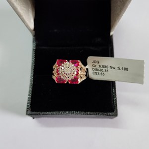 Sang Trọng Ý Thiết Kế Engagement <span class=keywords><strong>Ring</strong></span> Với Vuông Của <span class=keywords><strong>Ruby</strong></span> & Phòng Thí Nghiệm Grown Kim Cương Rose Gold Rhodium Mạ - Product Image 3