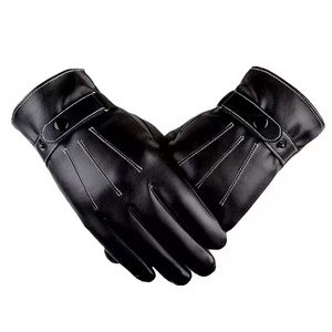 Guantes de Carreras de Cuero, Protección Completa para los Dedos, Resistentes al Viento, Correa de Muñeca Ajustable con Cierre de Botón, Unisex, para Conducir al Aire Libre - Product Image 1