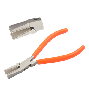 Pince à bec de canard avec mâchoires doublées de cuir Total L 165mm W/out Spring & PVC Handles Joint Box Jewelry Making Metal Forming Plier - Product Image 1