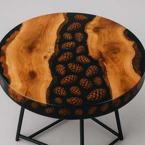 Mesa de Centro de Resina Ecológica con Diseño Artístico en Epoxi, Forma Redonda, Acabado Pintado a Mano, Tamaño Personalizado Disponible - Product Image 5