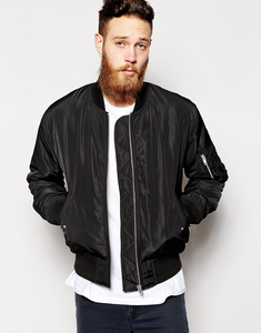 <b>Men's</b> Black Nylon Bomber <b>Jacket</b> Stand Collar Zipper Windproof Casual <b>Flight</b> Coat Nylon Bomber <b>Jackets</b> - Product Image 4
