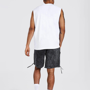 High Quality 100% Cotton Fleece Acid Washed Solid Breathable Quick Dry <b>Knee</b> <b>Length</b> Drawstring Closure <b>Men's</b> Summer Casual <b>Shorts</b> - Product Image 4