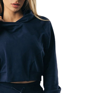 Hoodies courts en gros pour femme, couleur blanche, à fermeture éclair, manches longues, pull-over, pour la gym et le fitness - Product Image 5