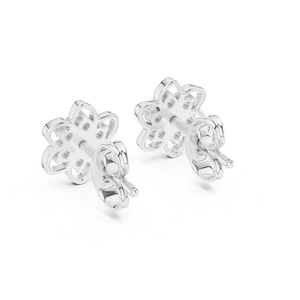 Boucles d'oreilles rondes en diamant Moissanite, forme de fleur, à pression, pour femmes, à porter au quotidien, cadeau d'anniversaire pour femme - Product Image 4