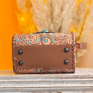 Venus Leathers Were Hot Selling Western Handmade Letter Pattern Floral Genuine Leather Crossbody Tote Zipper Closure Lightweight - Product Image 5