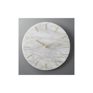 Luxury Oval Marble Wall <b>Clock</b> Silent Mechanism Minimalist White Face Gold Markers/Hands Modern Frameless Design for Weddings - Product Image 6