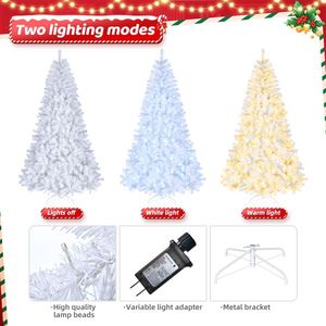 Albero di Natale Bianco da 2,4 m con 670 Luci Bianco Caldo e 8 Modalità, 2008 Rami - Product Image 3