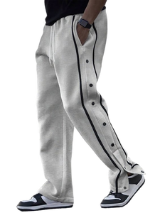 Pantaloni da <span class=keywords><strong>Uomo</strong></span> in Cotone Beige con Striscia Laterale, Vita Elastica e Coulisse, Casual, Traspiranti, in Maglia di Peso Medio, Ideali per la Primavera - Product Image 3